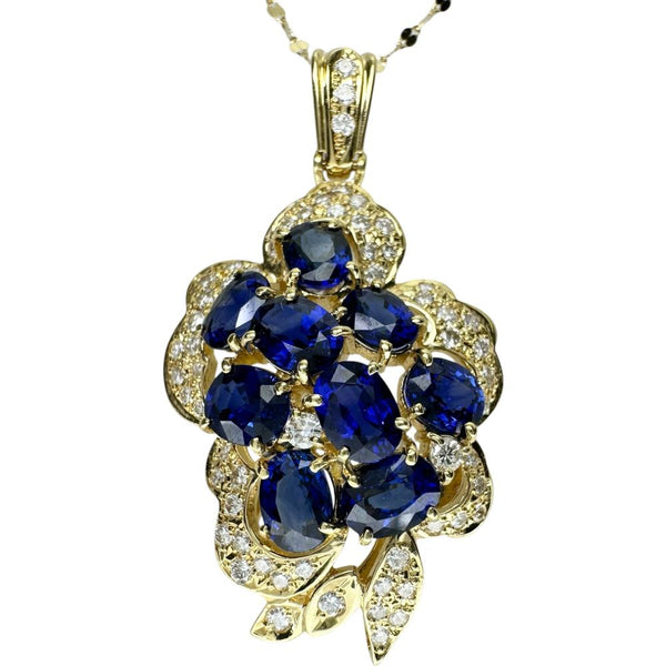 サファイア 4.15ct ダイヤモンド 0.55ct ネックレス K18ゴールド 18金 6.8g 45cm レディース 【中古】【真子質店】【NN】 【IMaTx】