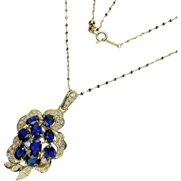 サファイア 4.15ct ダイヤモンド 0.55ct ネックレス K18ゴールド 18金 6.8g 45cm レディース 【中古】【真子質店】【NN】 【IMaTx】