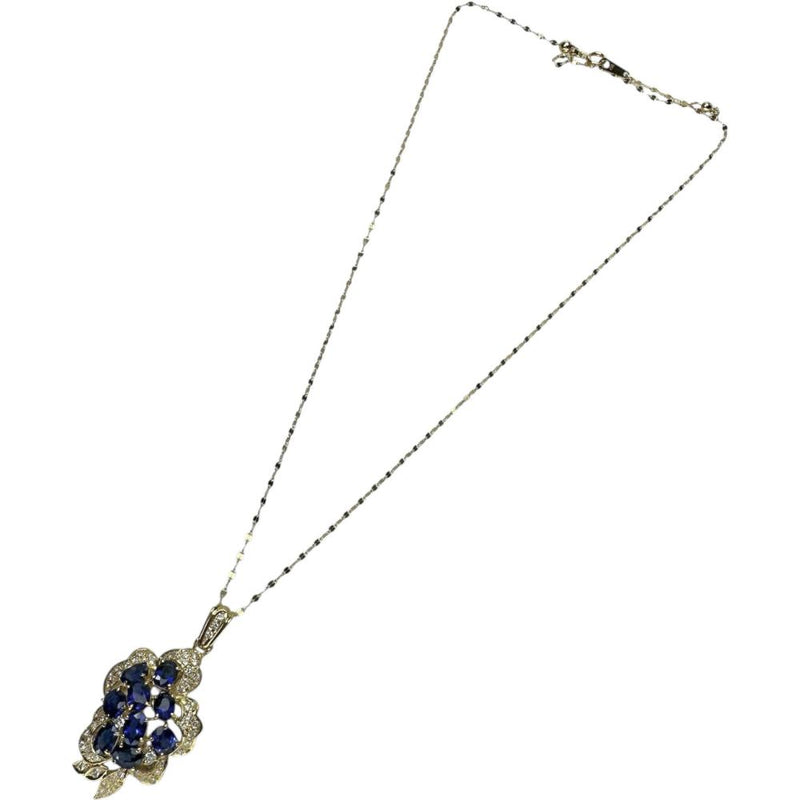 サファイア 4.15ct ダイヤモンド 0.55ct ネックレス K18ゴールド 18金 6.8g 45cm レディース 【中古】【真子質店】【NN】 【IMaTx】