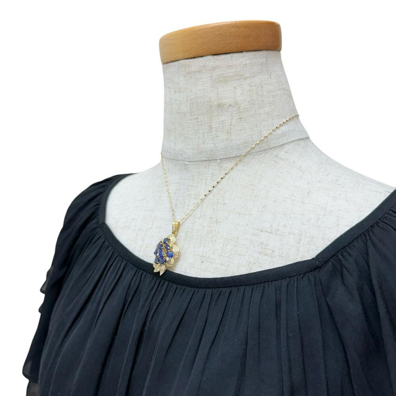 サファイア 4.15ct ダイヤモンド 0.55ct ネックレス K18ゴールド 18金 6.8g 45cm レディース 【中古】【真子質店】【NN】 【IMaTx】