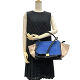 【CELINE/セリーヌ】 トラペーズ 2WAY ハンドバッグ レザー/スウェード トリコロール(ブルー/ブラック/ベージュ) レディース【中古】【真子質店】【BL】 【Dxx】