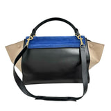 【CELINE/セリーヌ】 トラペーズ 2WAY ハンドバッグ レザー/スウェード トリコロール(ブルー/ブラック/ベージュ) レディース【中古】【真子質店】【BL】 【Dxx】