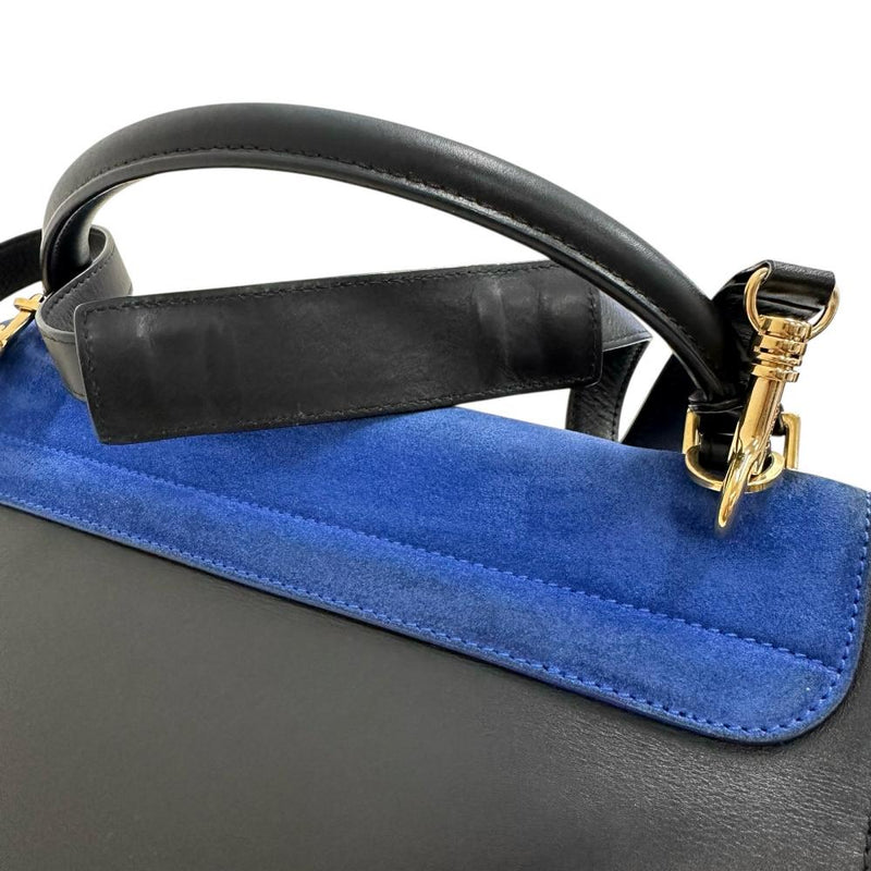 【CELINE/セリーヌ】 トラペーズ 2WAY ハンドバッグ レザー/スウェード トリコロール(ブルー/ブラック/ベージュ) レディース【中古】【真子質店】【BL】 【Dxx】