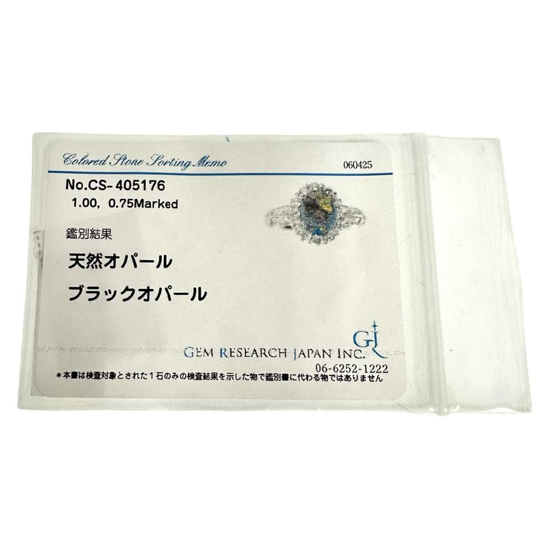 17号 ブラックオパール 1.00ct ダイヤモンド 計0.75ct リング・指輪 Pt900プラチナ 13720 7.0g レディース 【中古】【真子質店】【NN】 【IxDMo】