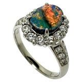 17号 ブラックオパール 1.00ct ダイヤモンド 計0.75ct リング・指輪 Pt900プラチナ 13720 7.0g レディース 【中古】【真子質店】【NN】 【IxDMo】