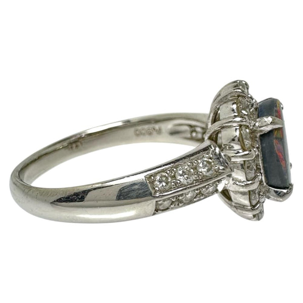 17号 ブラックオパール 1.00ct ダイヤモンド 計0.75ct リング・指輪 Pt900プラチナ 13720 7.0g レディース 【中古】【真子質店】【NN】 【IxDMo】