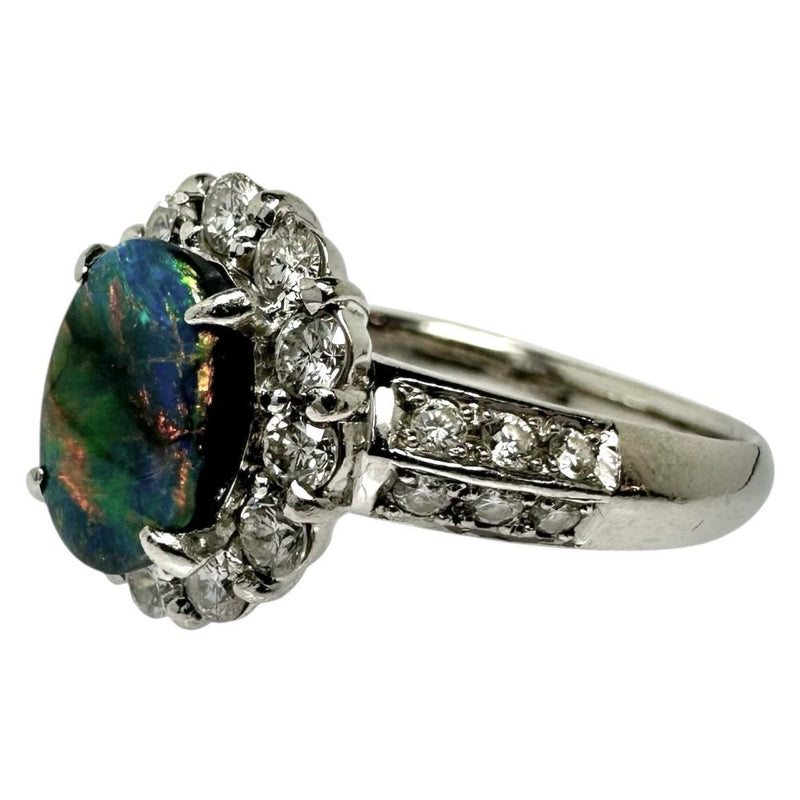17号 ブラックオパール 1.00ct ダイヤモンド 計0.75ct リング・指輪 Pt900プラチナ 13720 7.0g レディース 【中古】【真子質店】【NN】 【IxDMo】
