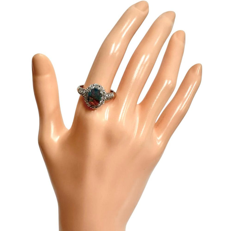 17号 ブラックオパール 1.00ct ダイヤモンド 計0.75ct リング・指輪 Pt900プラチナ 13720 7.0g レディース 【中古】【真子質店】【NN】 【IxDMo】