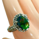 17号 ブラックオパール 1.00ct ダイヤモンド 計0.75ct リング・指輪 Pt900プラチナ 13720 7.0g レディース 【中古】【真子質店】【NN】 【IxDMo】