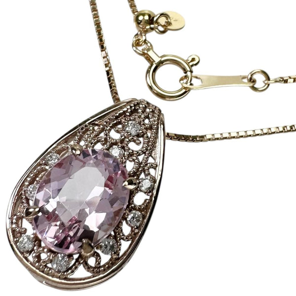 モルガナイト 1.84ct ダイヤモンド 0.09ct ネックレス K18PGピンクゴールド 18金 4.0g 45cm レディース 【中古】【真子質店】【NN】 【YIY】