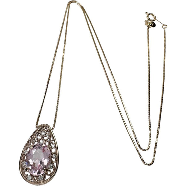 モルガナイト 1.84ct ダイヤモンド 0.09ct ネックレス K18PGピンクゴールド 18金 4.0g 45cm レディース 【中古】【真子質店】【NN】 【YIY】
