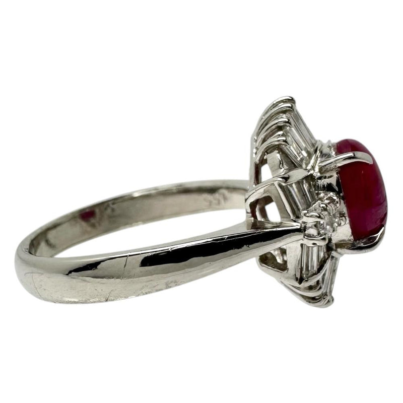 9号 スタールビー 1.55ct ダイヤモンド 計0.55ct リング・指輪 Pt900プラチナ 13720 5.4g レディース 【中古】【真子質店】【NN】 【DDx】