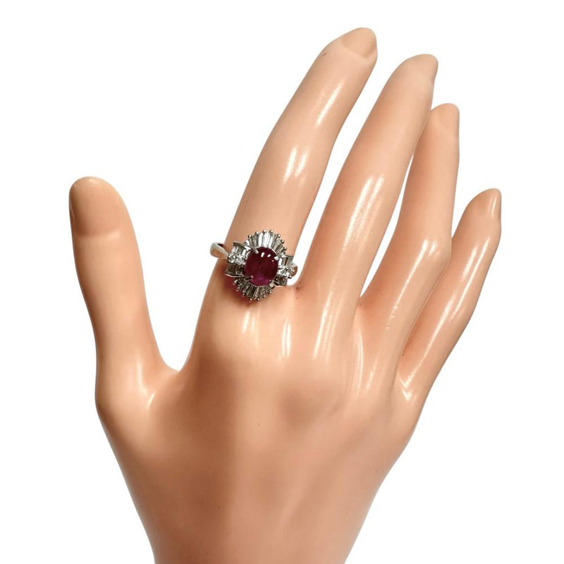 9号 スタールビー 1.55ct ダイヤモンド 計0.55ct リング・指輪 Pt900プラチナ 13720 5.4g レディース 【中古】【真子質店】【NN】 【DDx】
