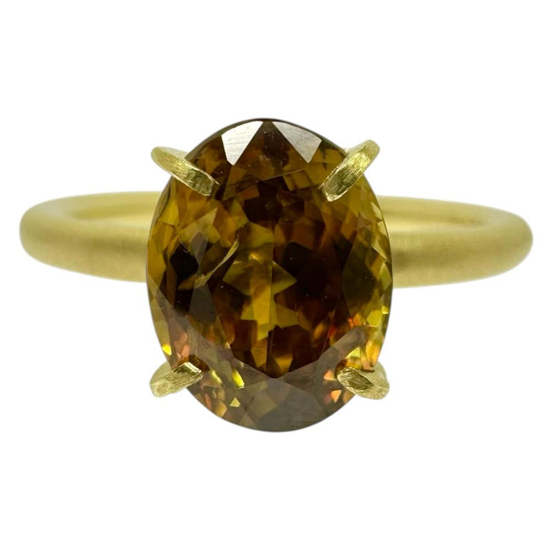 15号 スフェーン 2.403ct リング・指輪 K18ゴールド 18金 3.9g レディース 【中古】【真子質店】【NN】 【MoMiMa】