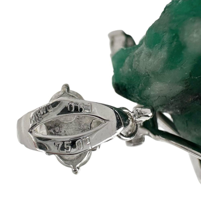 エメラルド原石 75.01ct ダイヤモンド 計0.61ct ペンダントトップ K18WGホワイトゴールド 18金 23.3g レディース 【中古】【真子質店】【NN】 【IMaTx】