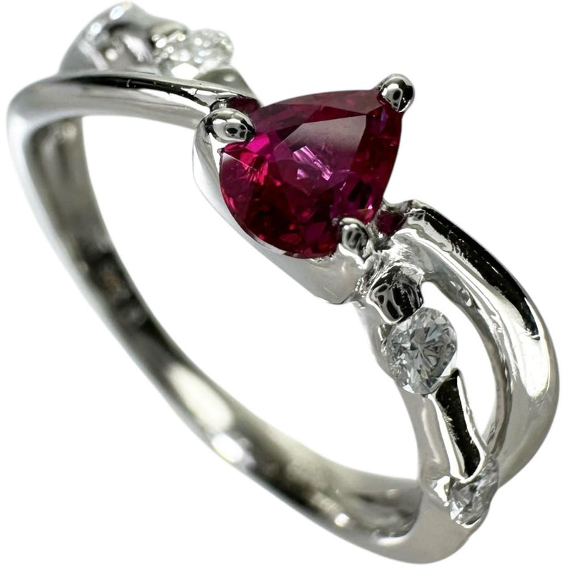 11号 モザンビーク産非加熱ルビー 0.33ct ダイヤモンド 0.14ct リング・指輪 Pt900プラチナ 3.4g レディース 【中古】【真子質店】【NN】 【DIMi】