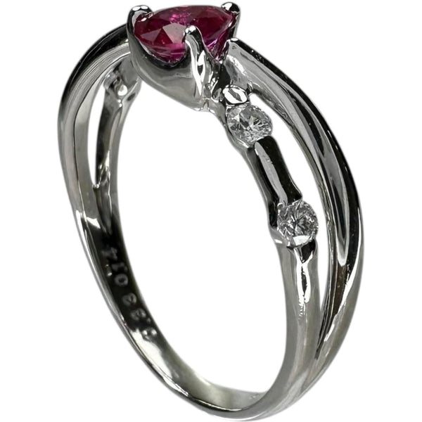 11号 モザンビーク産非加熱ルビー 0.33ct ダイヤモンド 0.14ct リング・指輪 Pt900プラチナ 3.4g レディース 【中古】【真子質店】【NN】 【DIMi】