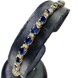サファイア 計10.0ct ダイヤモンド 計0.40ct ブレスレット K18ゴールド 18金 9.6g 17.5cm レディース 【中古】【真子質店】【NN】 【ITIx】