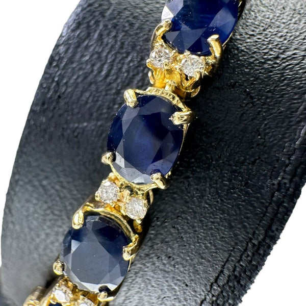 サファイア 計10.0ct ダイヤモンド 計0.40ct ブレスレット K18ゴールド 18金 9.6g 17.5cm レディース 【中古】【真子質店】【NN】 【ITIx】