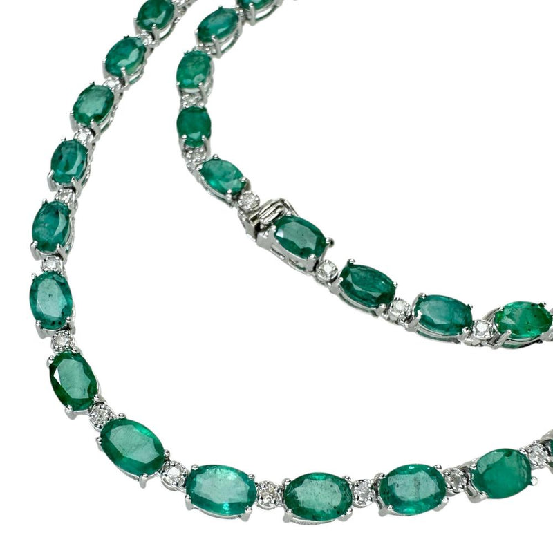 エメラルド 21.55ct ダイヤモンド 0.83ct ネックレス K18WGホワイトゴールド 18金 17.9g 41cm レディース 【中古】【真子質店】【NN】 【TMaYMo】