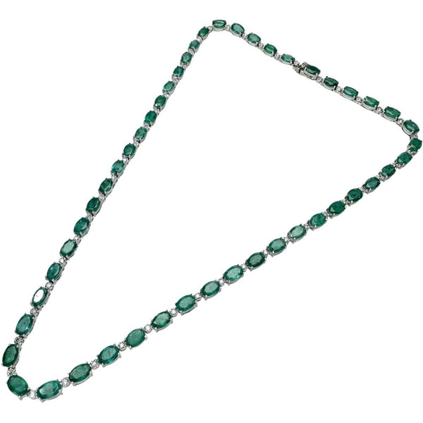 エメラルド 21.55ct ダイヤモンド 0.83ct ネックレス K18WGホワイトゴールド 18金 17.9g 41cm レディース 【中古】【真子質店】【NN】 【TMaYMo】
