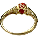 13号 赤珊瑚 1.26ct ダイヤモンド 0.11ct リング・指輪 K18ゴールド 18金 3.4g レディース 【中古】【真子質店】【NN】 【DYT】