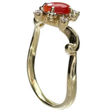 10.5号 赤珊瑚 0.27ct ダイヤモンド 0.05ct リング・指輪 K18ゴールド 18金 2.4g レディース 【中古】【真子質店】【NN】 【MaDI】