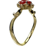 10.5号 赤珊瑚 0.27ct ダイヤモンド 0.05ct リング・指輪 K18ゴールド 18金 2.4g レディース 【中古】【真子質店】【NN】 【MaDI】