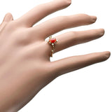 10.5号 赤珊瑚 0.27ct ダイヤモンド 0.05ct リング・指輪 K18ゴールド 18金 2.4g レディース 【中古】【真子質店】【NN】 【MaDI】