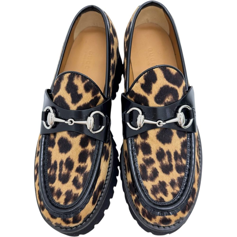 GUCCIヒョウ柄ローファー GUCCI/グッチ】 ホースビット ヒョウ柄 ローファー ハラコ/レザー