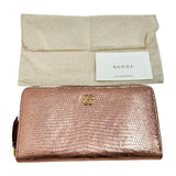 【GUCCI/グッチ】 GGマーモント 456117 ラウンドファスナー 長財布 リザード ピンク レディース【中古】【真子質店】【BL】 【Moxx】