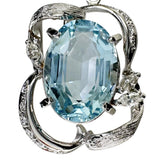 アクアマリン 7.85ct ダイヤモンド 計0.30ct ネックレス Pt900プラチナ/Pt850プラチナ 15.7g 46cm レディース 【中古】【真子質店】【NN】 【IIxx】