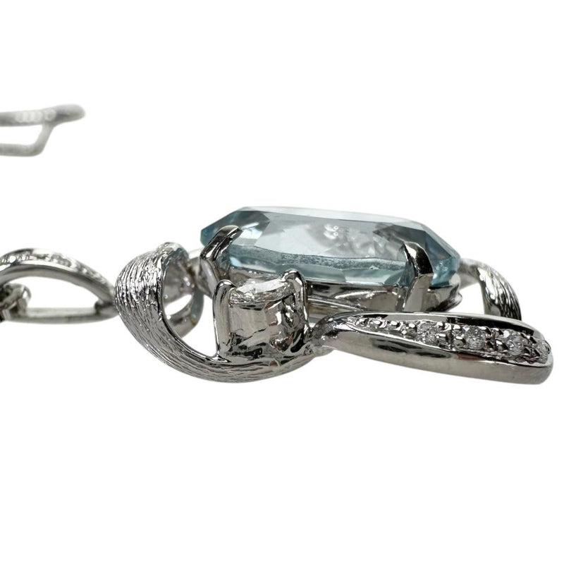 アクアマリン 7.85ct ダイヤモンド 計0.30ct ネックレス Pt900プラチナ/Pt850プラチナ 15.7g 46cm レディース 【中古】【真子質店】【NN】 【IIxx】