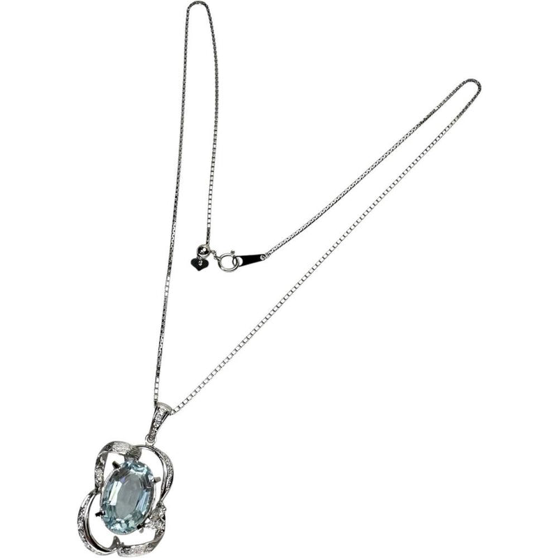アクアマリン 7.85ct ダイヤモンド 計0.30ct ネックレス Pt900プラチナ/Pt850プラチナ 15.7g 46cm レディース 【中古】【真子質店】【NN】 【IIxx】