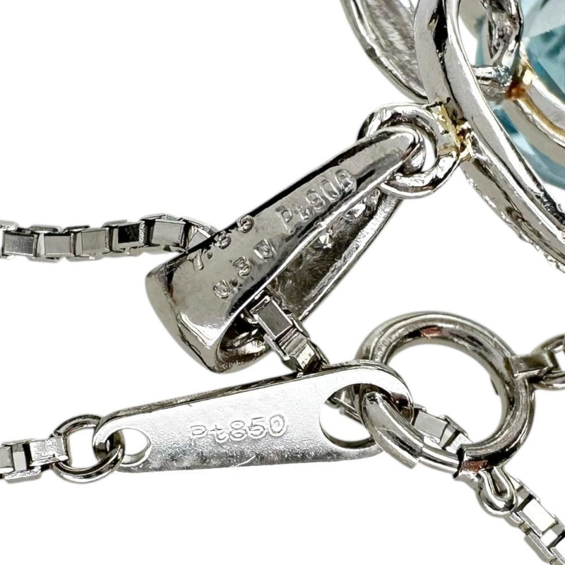 アクアマリン 7.85ct ダイヤモンド 計0.30ct ネックレス Pt900プラチナ/Pt850プラチナ 15.7g 46cm レディース 【中古】【真子質店】【NN】 【IIxx】