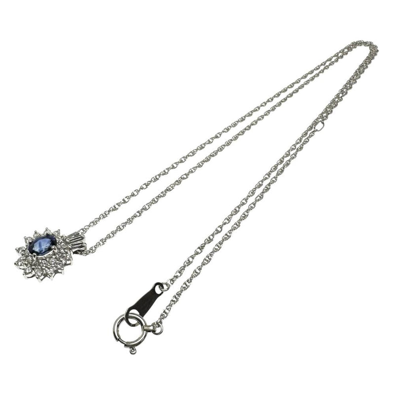 LA SOMA/ラソマ サファイア 0.58ct ダイヤモンド 計0.40ct ネックレス Pt900プラチナ/Pt850プラチナ 5.0g 45cm レディース 【中古】【真子質店】【NN】 【MaSY】