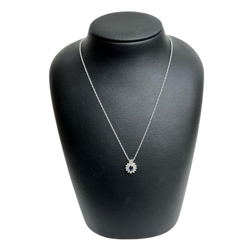 LA SOMA/ラソマ サファイア 0.58ct ダイヤモンド 計0.40ct ネックレス Pt900プラチナ/Pt850プラチナ 5.0g 45cm レディース 【中古】【真子質店】【NN】 【MaSY】