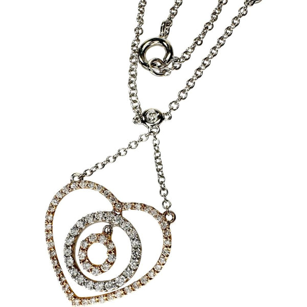 ハート&サークル ダイヤモンド 0.54ct ネックレス K18PGピンクゴールド 18金/K18WGホワイトゴールド 18金 4.2g 41cm レディース 【中古】【真子質店】【NN】 【YMiT】