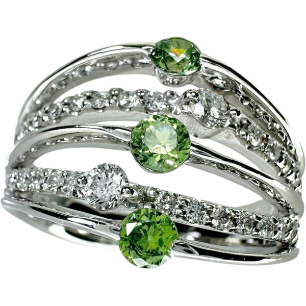 11.5号 デマントイドガーネット 0.45ct ダイヤモンド 0.40ct リング・指輪 K18WGホワイトゴールド 18金 5.9g レディース 【中古】【真子質店】【NN】 【SKS】