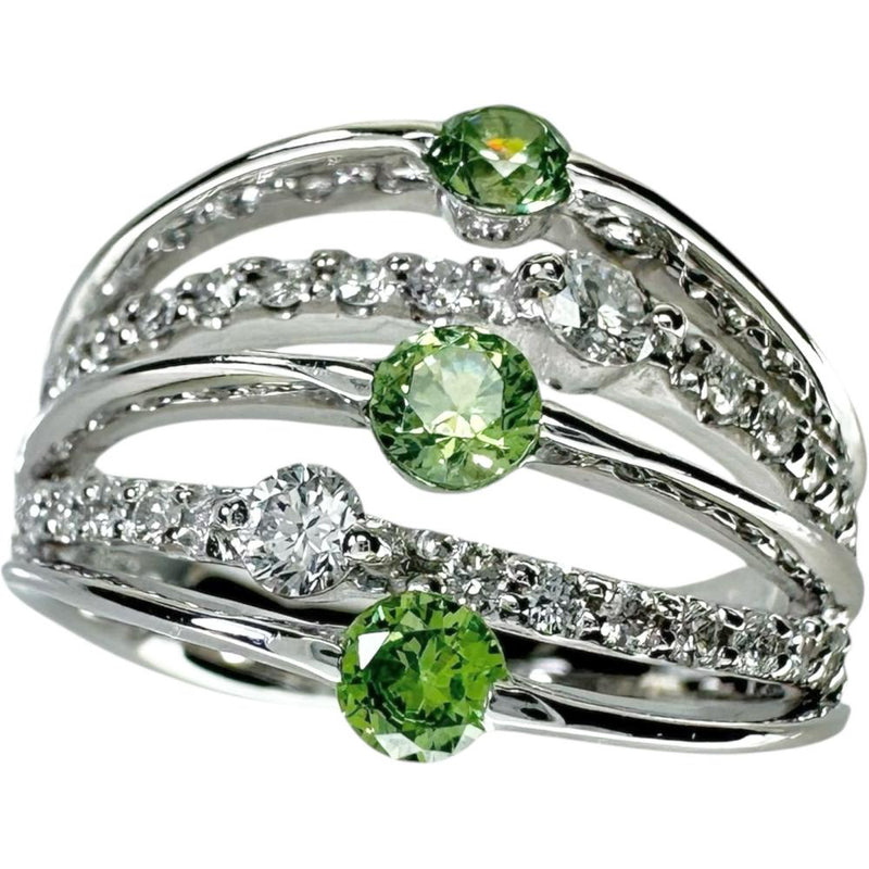 11.5号 デマントイドガーネット 0.45ct ダイヤモンド 0.40ct リング・指輪 K18WGホワイトゴールド 18金 5.9g レディース 【中古】【真子質店】【NN】 【SKS】