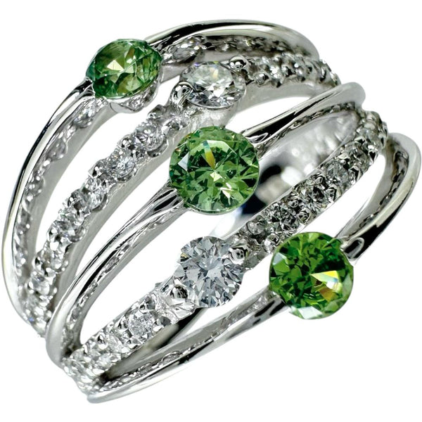 11.5号 デマントイドガーネット 0.45ct ダイヤモンド 0.40ct リング・指輪 K18WGホワイトゴールド 18金 5.9g レディース 【中古】【真子質店】【NN】 【SKS】