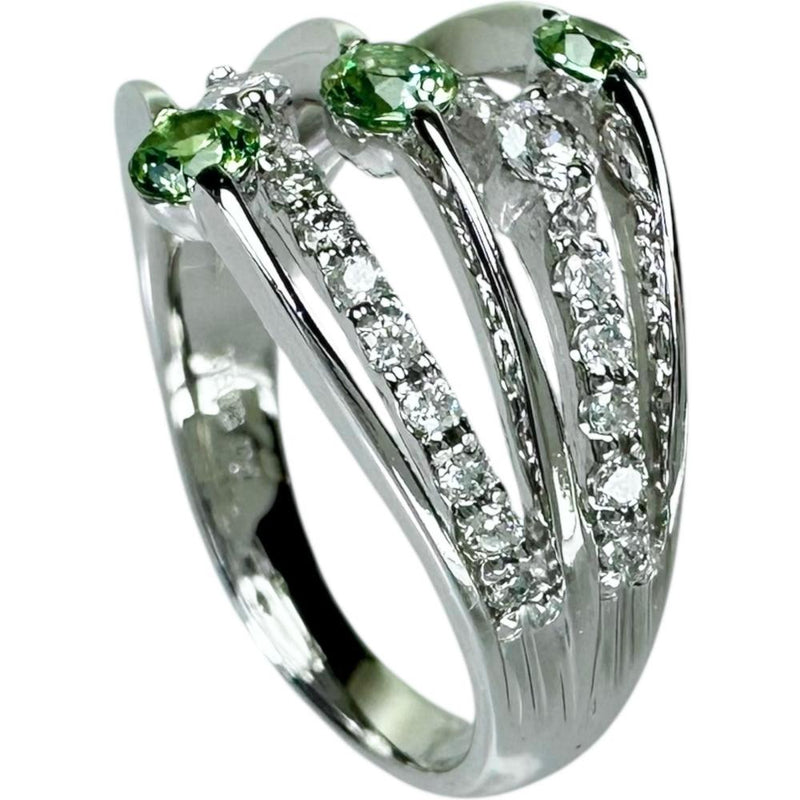 11.5号 デマントイドガーネット 0.45ct ダイヤモンド 0.40ct リング・指輪 K18WGホワイトゴールド 18金 5.9g レディース 【中古】【真子質店】【NN】 【SKS】