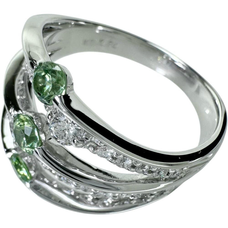 11.5号 デマントイドガーネット 0.45ct ダイヤモンド 0.40ct リング・指輪 K18WGホワイトゴールド 18金 5.9g レディース 【中古】【真子質店】【NN】 【SKS】