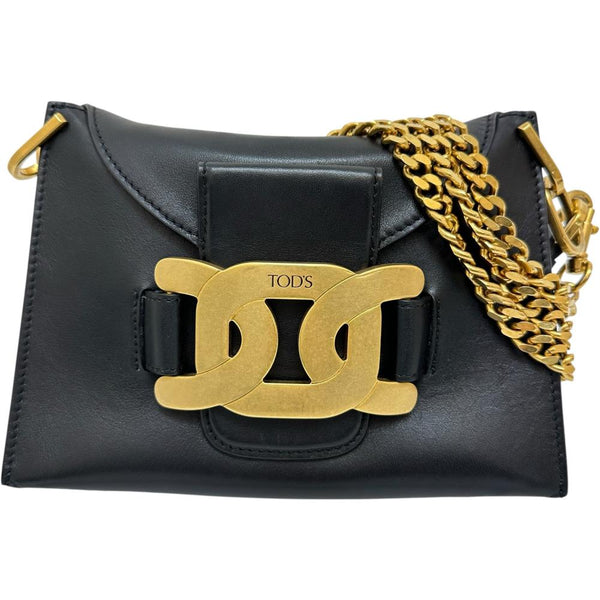 【TOD’S/トッズ】 2WAY チェーンショルダー ショルダーバッグ レザー ブラック/ゴールド金具 レディース【中古】【真子質店】【BL】 【MoMax】