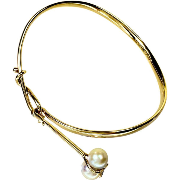 【Georg Jensen/ジョージジェンセン】 バングル パール/真珠 ブレスレット トールン K18ゴールド 18金 14.5g 16cm 902 レディース 【中古】【真子質店】【BL】 【IMiMiI】