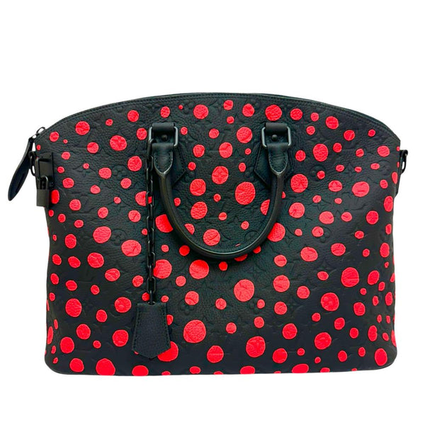 【LOUIS VUITTON/ルイ・ヴィトン】 ロックイット M21676 LV×YK（草間彌生） 2WAYショルダーバッグ トートバッグ レザー ブラックレザー/レッド/ブラック金具 レディース【中古】【真子質店】【BL】 【MaDDMa】