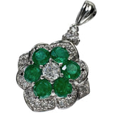 エメラルド 計1.00ct ダイヤモンド 計0.40ct ペンダントトップ Pt900プラチナ 5.8g レディース 【中古】【真子質店】【NN】 【MoIK】