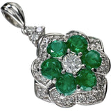 エメラルド 計1.00ct ダイヤモンド 計0.40ct ペンダントトップ Pt900プラチナ 5.8g レディース 【中古】【真子質店】【NN】 【MoIK】