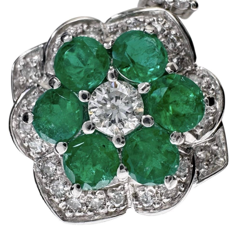 エメラルド 計1.00ct ダイヤモンド 計0.40ct ペンダントトップ Pt900プラチナ 5.8g レディース 【中古】【真子質店】【NN】 【MoIK】