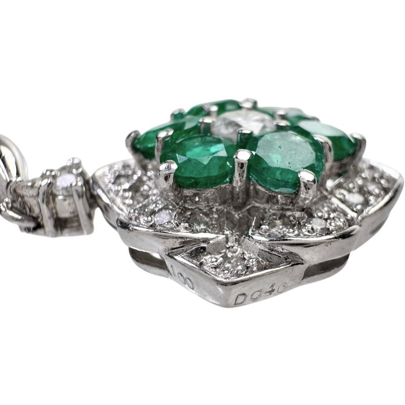 エメラルド 計1.00ct ダイヤモンド 計0.40ct ペンダントトップ Pt900プラチナ 5.8g レディース 【中古】【真子質店】【NN】 【MoIK】